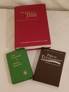 Holy Bible & Two New Testaments - Bundle Mini Pocket Christian Psalms Proverbs